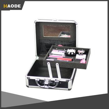 Professional Classic Black Aluminum Makeup Vanity Case With Tray And Mirror