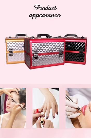 4-Tiers Extendable Trays Makeup Artist Travel Cosmetic Organizer Train Case